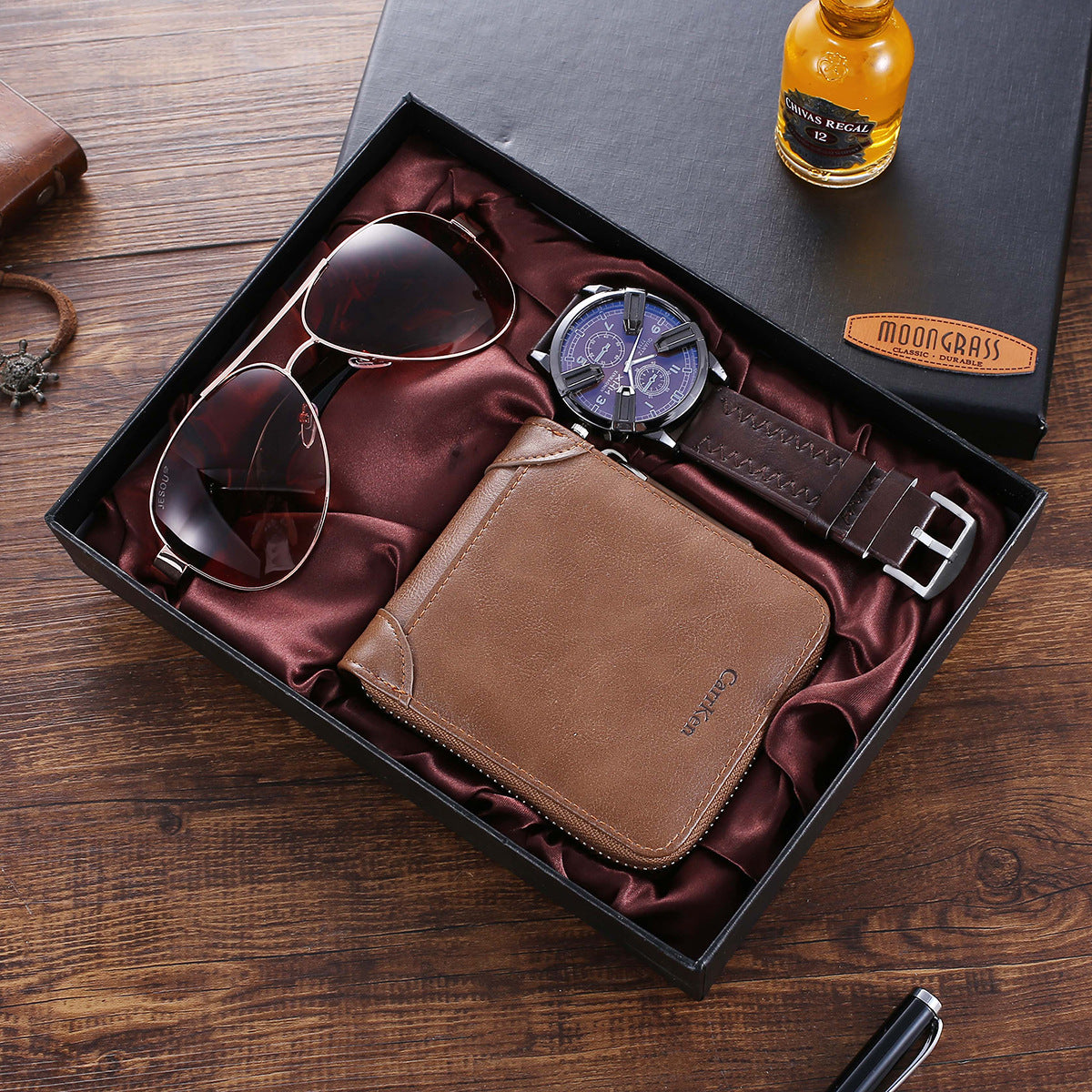 Fashion-Set (Geschenk-Set) Uhr, Portemonnaie und Sonnenbrille