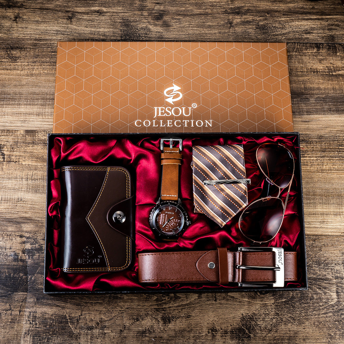 Fashion-Set (Geschenk-Set) Uhr, Sonnenbrille, Portemonnaie, Krawatte
